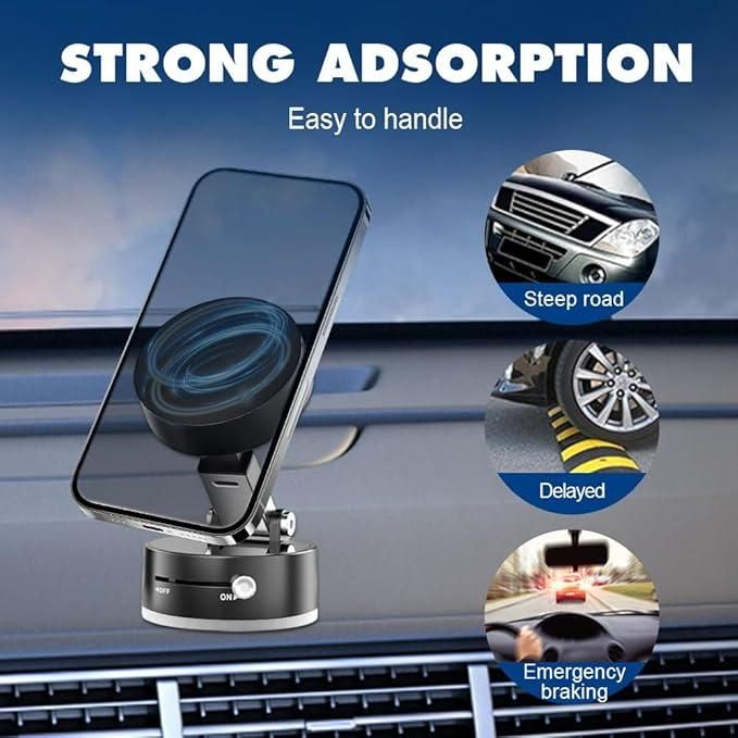 Vacuum Magnetic Suction Phone Holder – Strong Grip Mobile Stand for Car & Home
