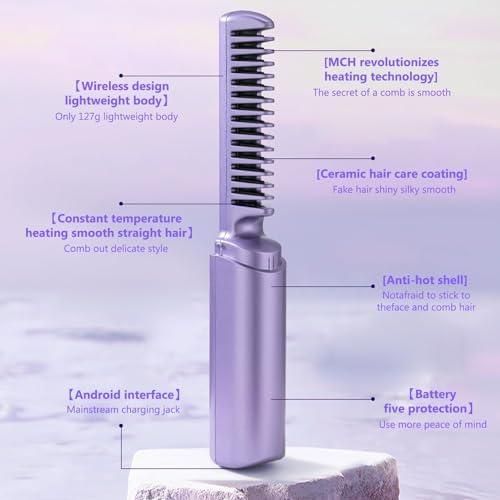"Professional Hair Straightener Brush for Women – Fast Heating & Anti-Frizz Styling"